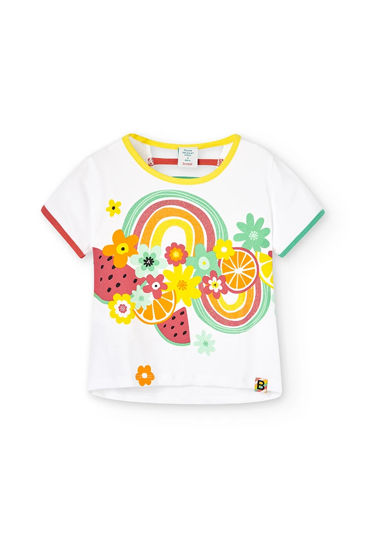 Camiseta punto elástico fruits & flowers de niña