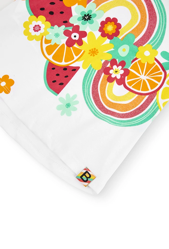 Camiseta malha elástica para menina