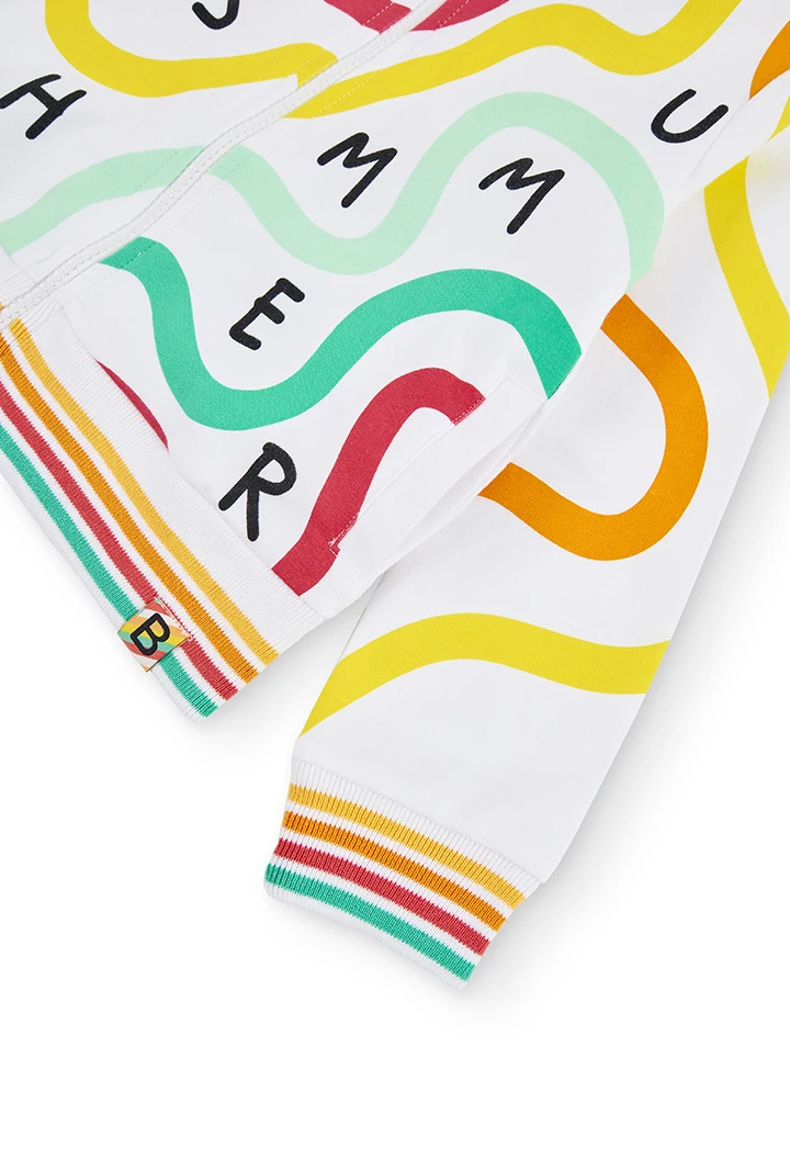Chaqueta felpa letras con capucha de niña