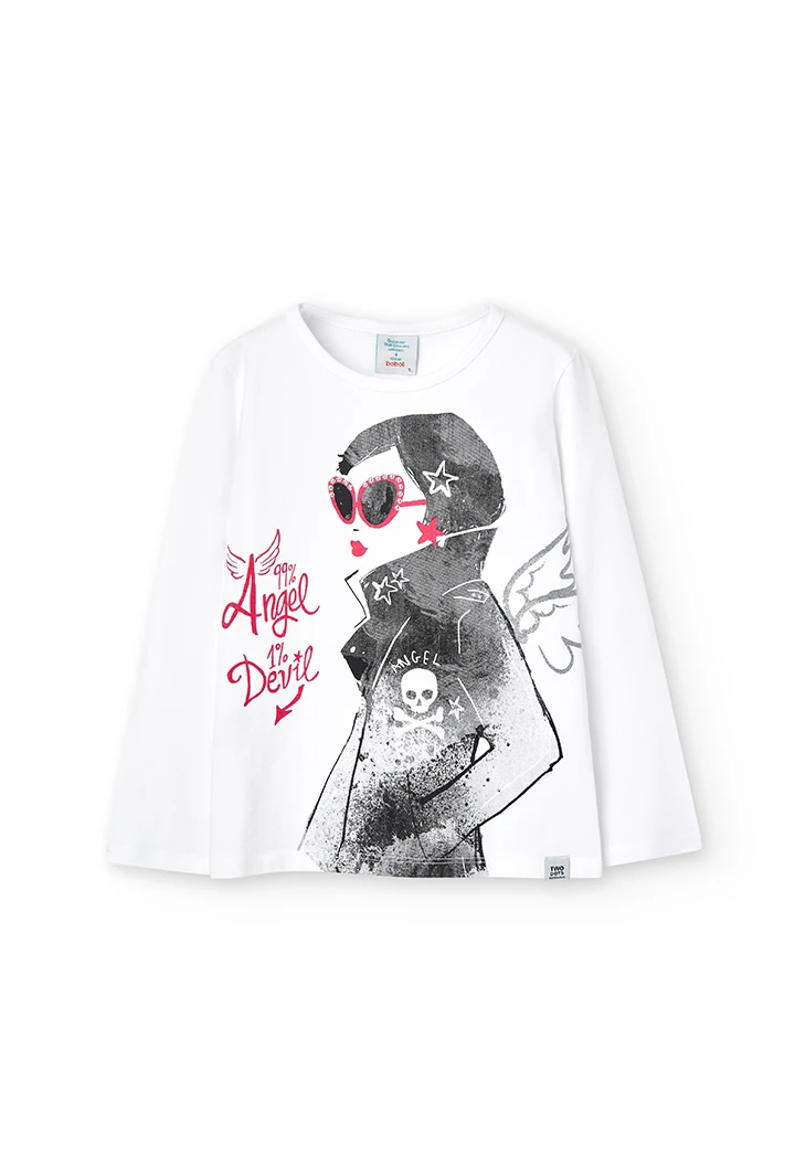 Camiseta malha elástica para menina