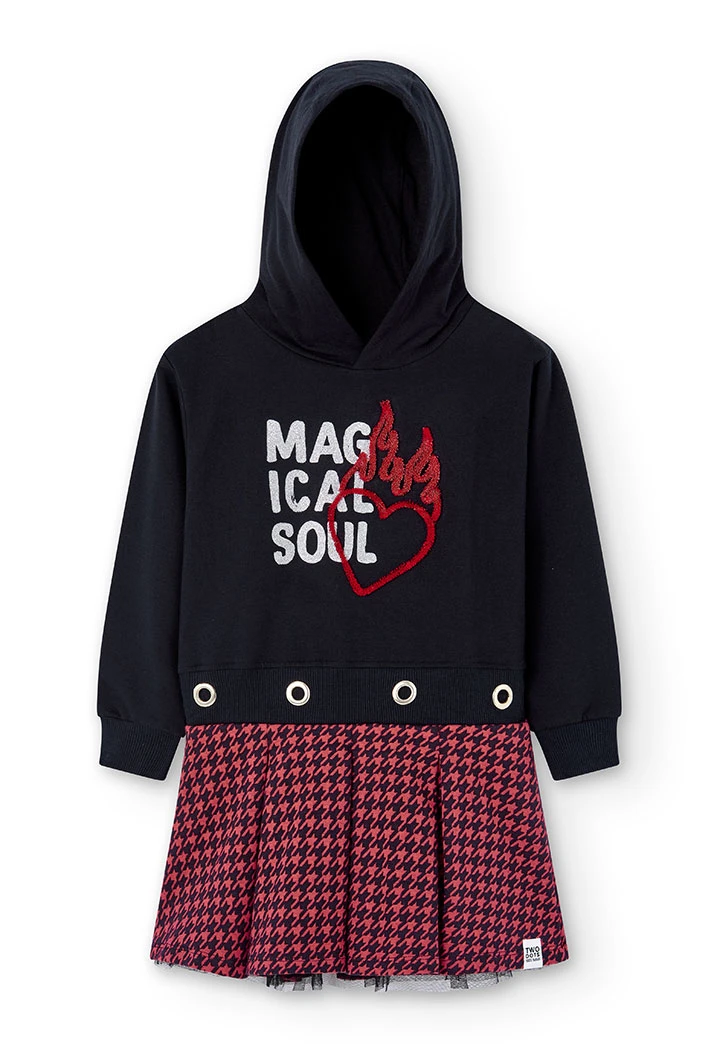 Fleece combined dress for girl