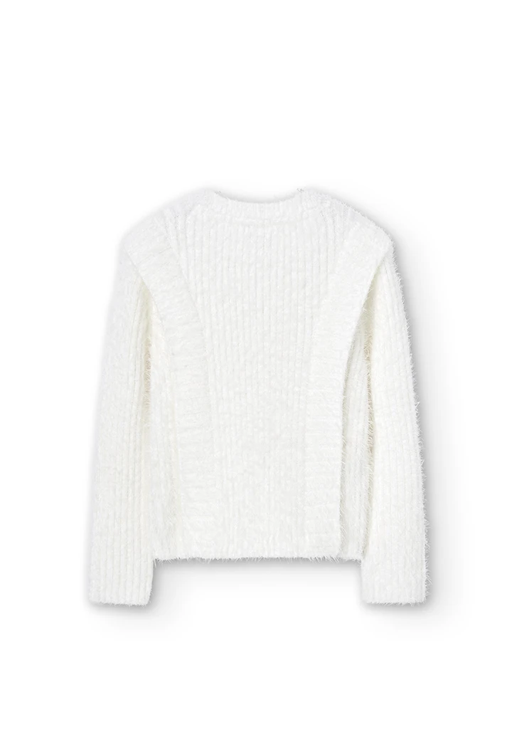 Jersey tricotosa de niña color blanco
