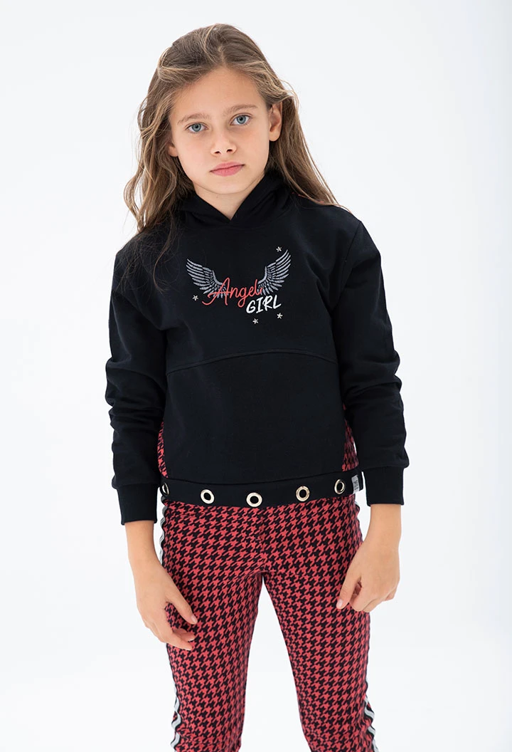 Sweat en molleton bi matiere pour fille