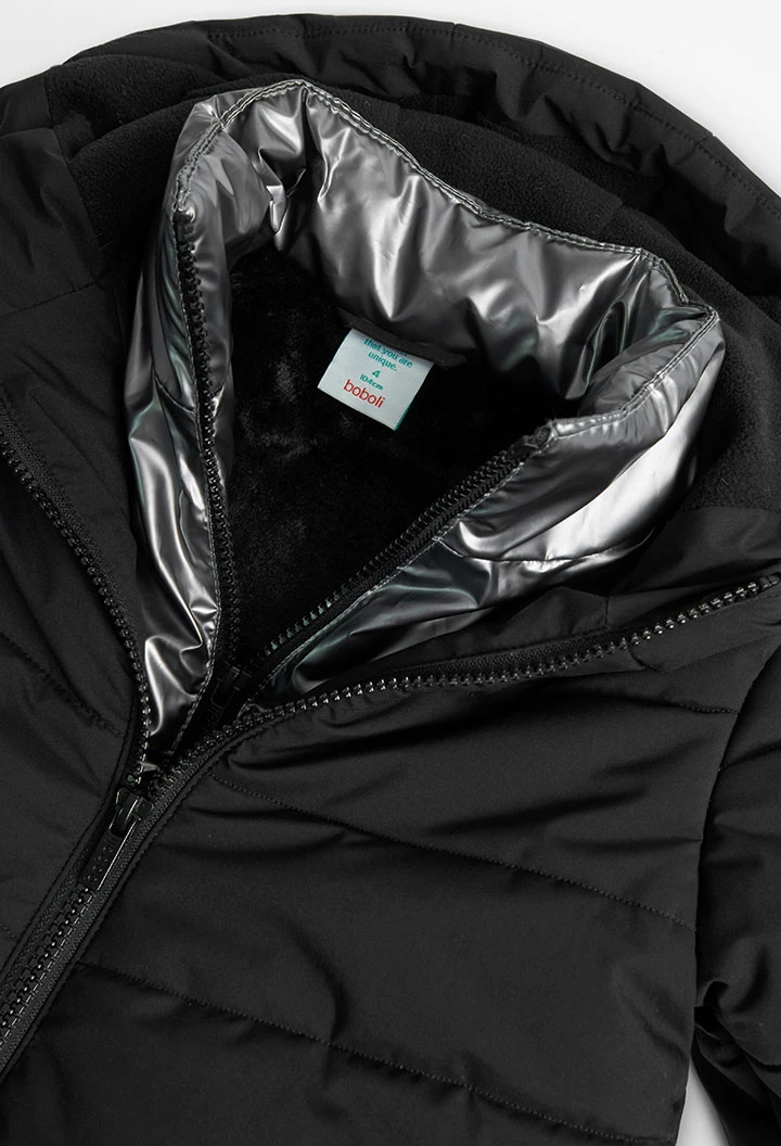 Parka tejido técnico de niña negro