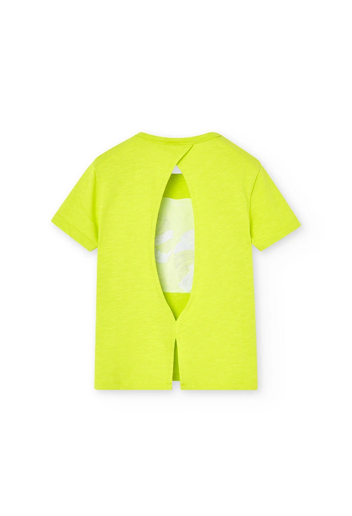 T-shirt tricoté flammé pour fille en vert