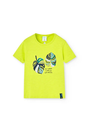 Girl\'s green slub knit t-shirt