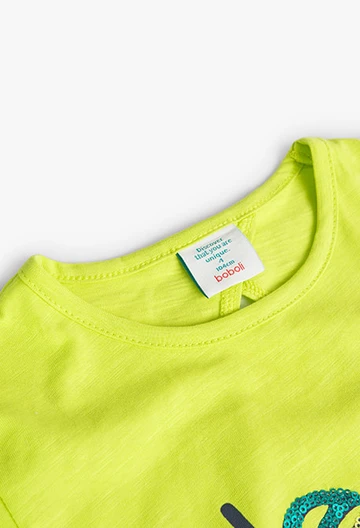 Girl's green slub knit t-shirt