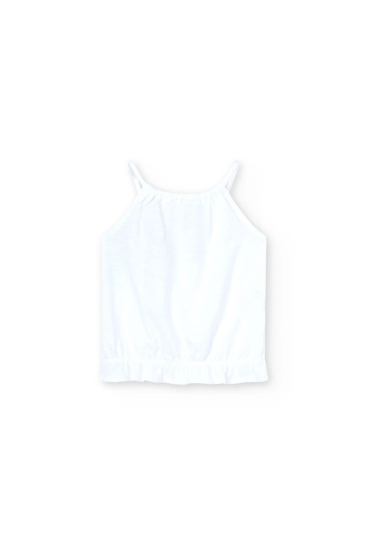 Girl\'s white slub knit t-shirt