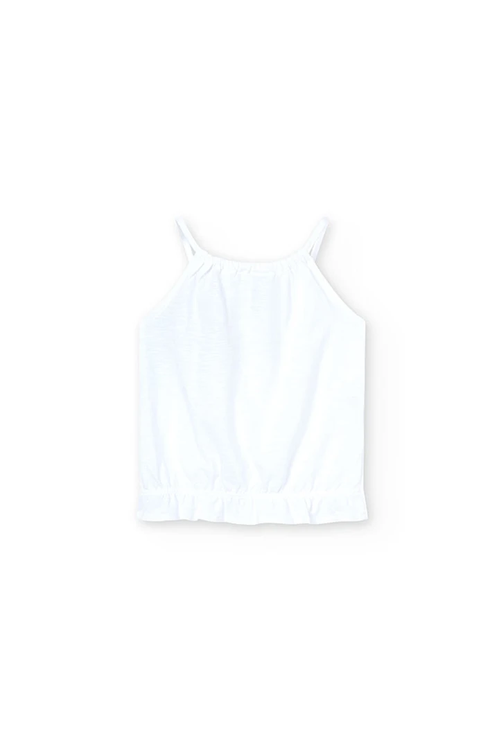 T-shirt tricoté flammé pour fille en blanc