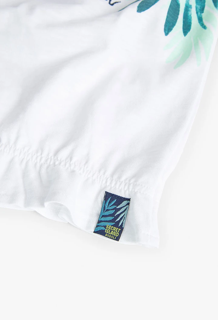 T-shirt tricoté flammé pour fille en blanc