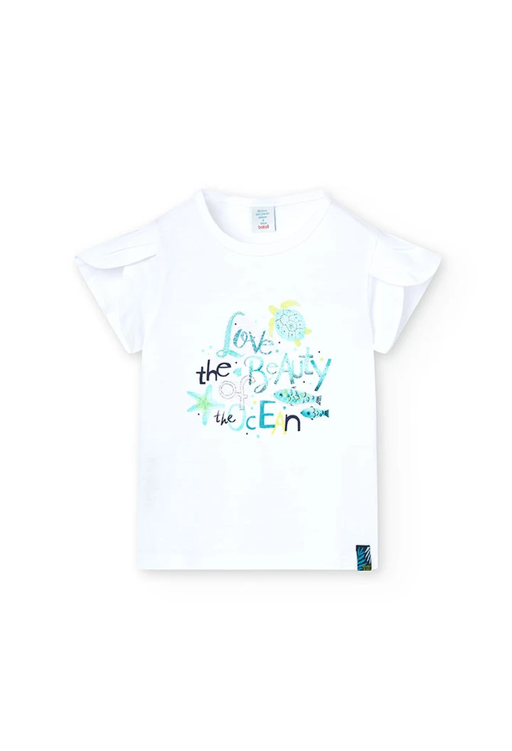 T-shirt tricoté flammé fille en blanc