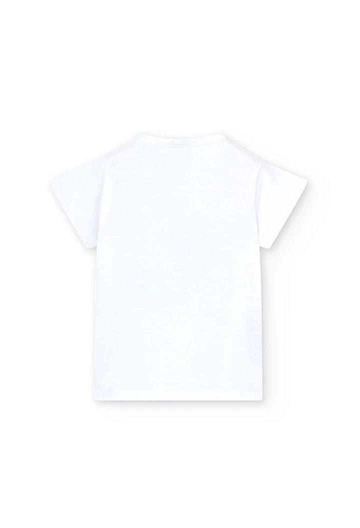 Girl's white flamé knit t-shirt