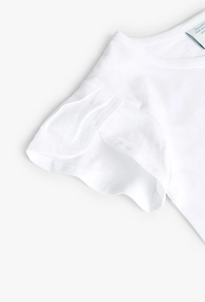 T-shirt tricoté flammé fille en blanc