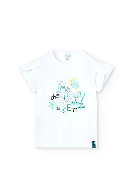 T-shirt tricoté flammé fille en blanc