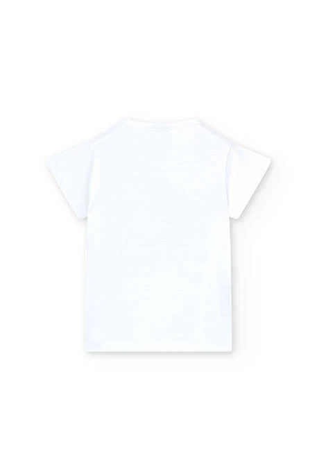 Girl's white flamé knit t-shirt