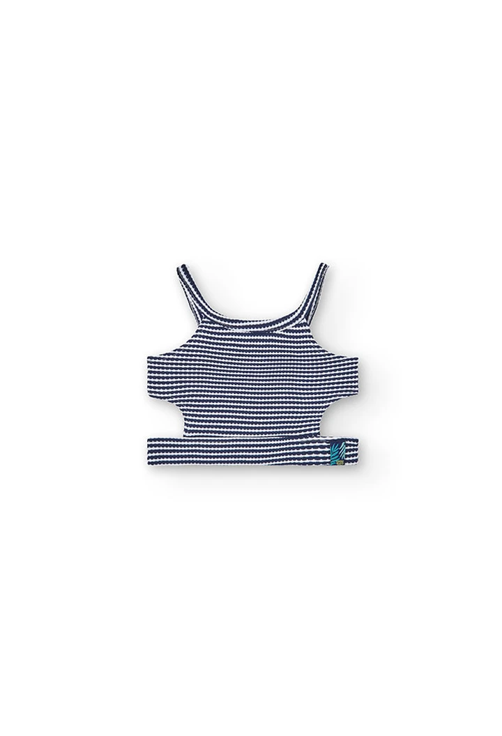Haut tricoté pour fille, bleu marine
