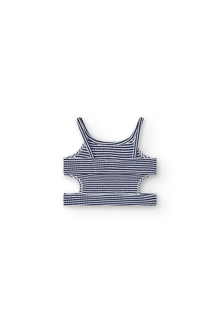 Haut tricoté pour fille, bleu marine