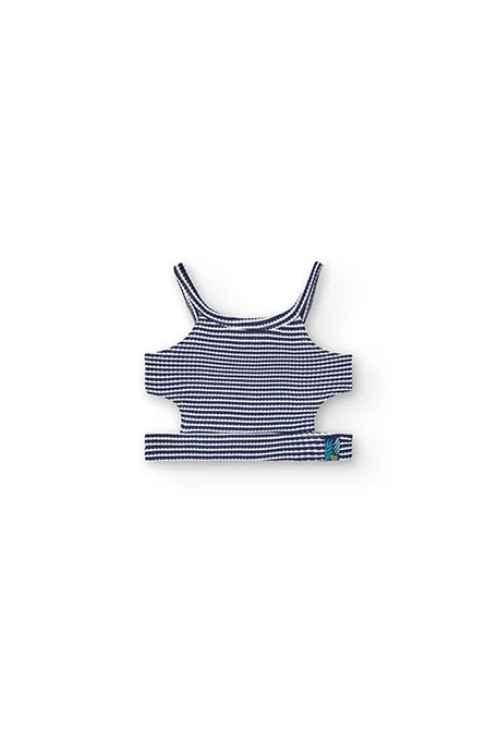 Girl's knit top in navy blue