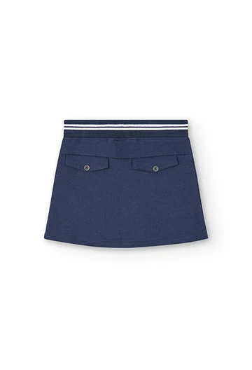 Girl\'s flamé plush skirt in navy blue