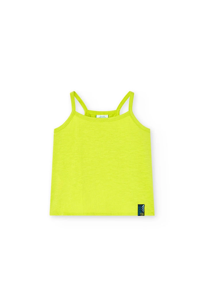T-shirt tricoté flammé fille de couleur verte