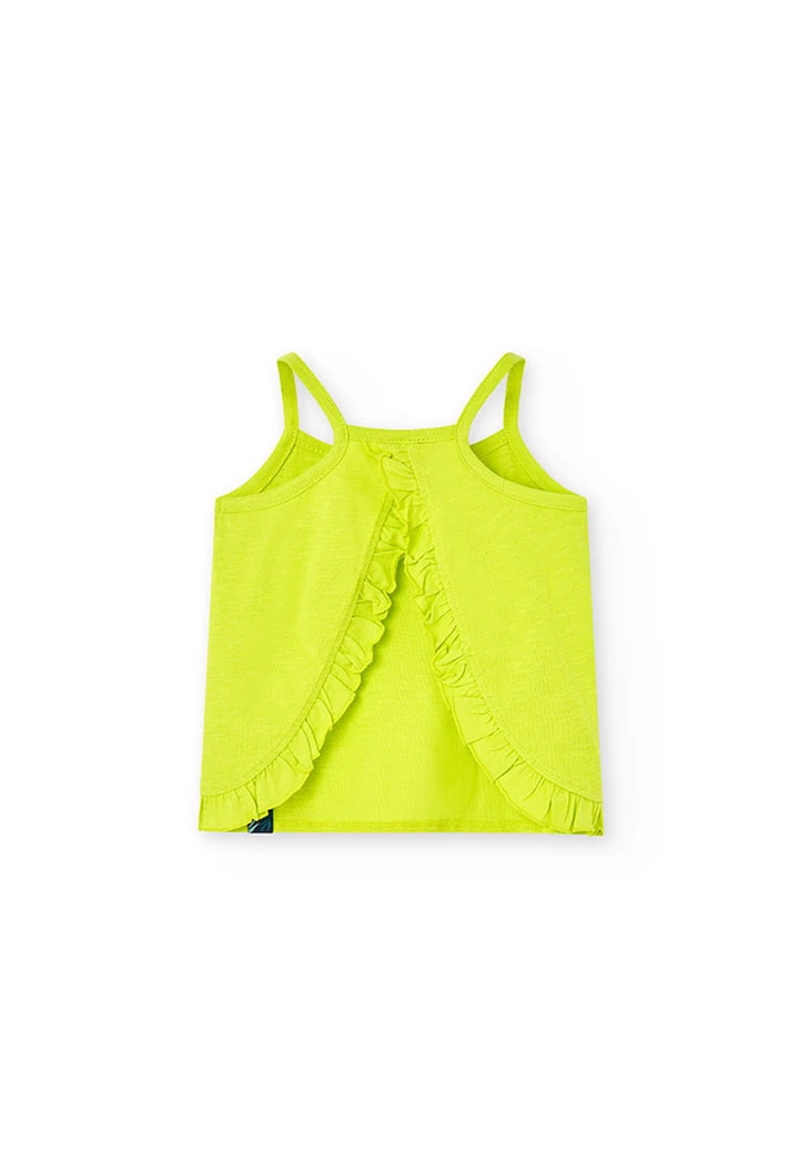 T-shirt tricoté flammé fille de couleur verte
