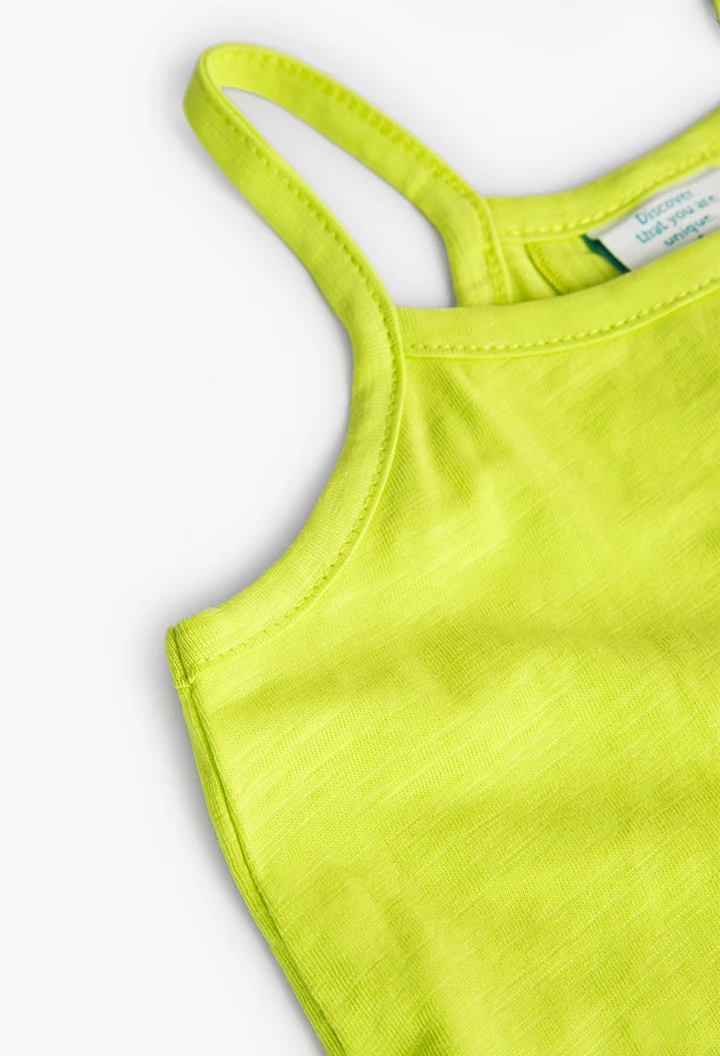 T-shirt tricoté flammé fille de couleur verte