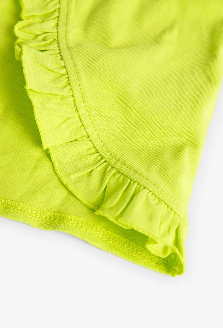 T-shirt tricoté flammé fille de couleur verte