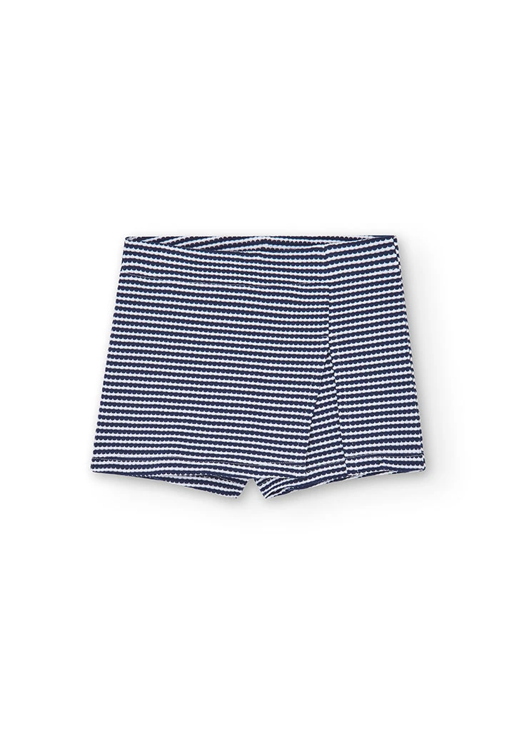 Faldilla-Pantolons curts de punt estampada de nena en blau marí