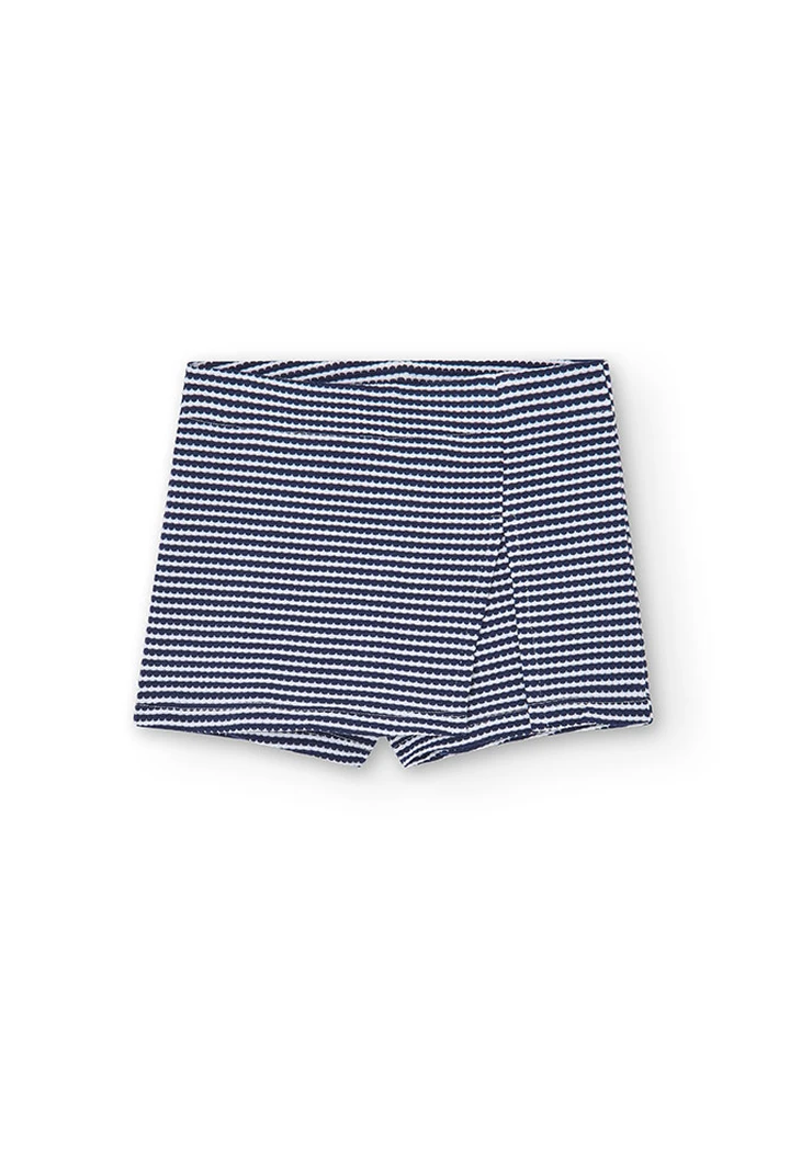 Jupe-culotte tricotée imprimée pour fille, bleu marine