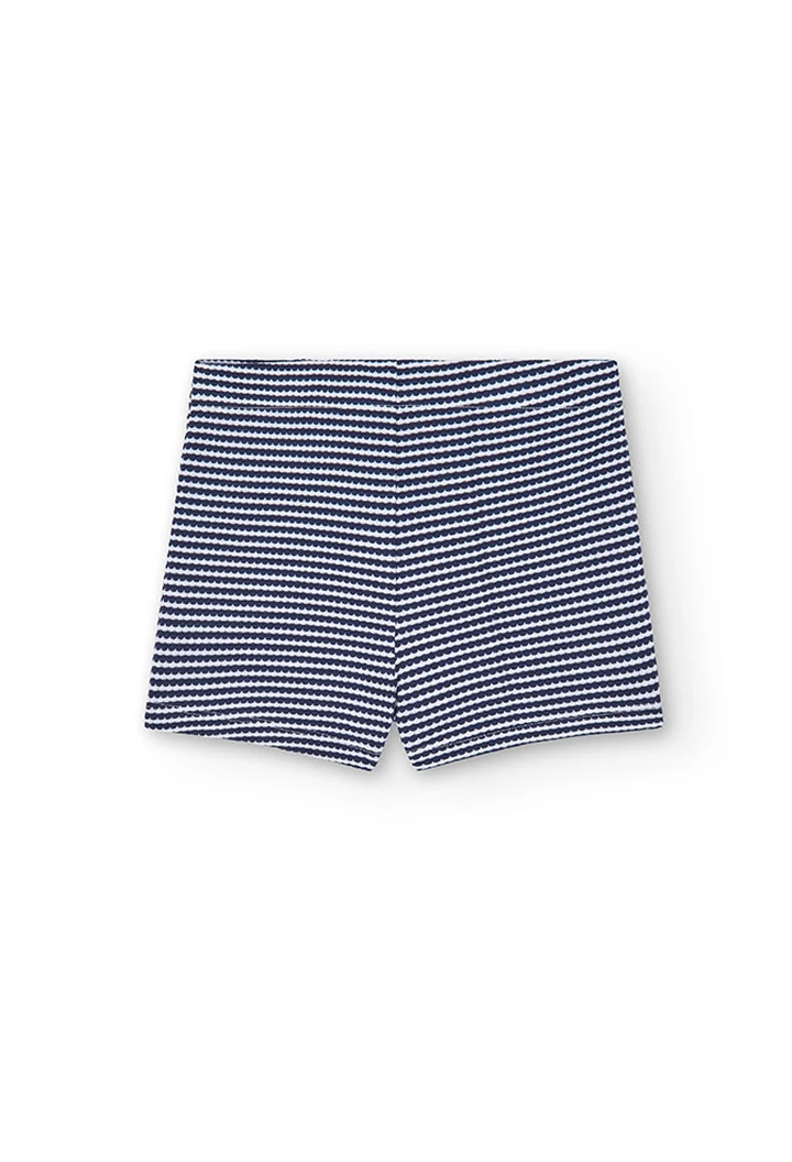Jupe-culotte tricotée imprimée pour fille, bleu marine