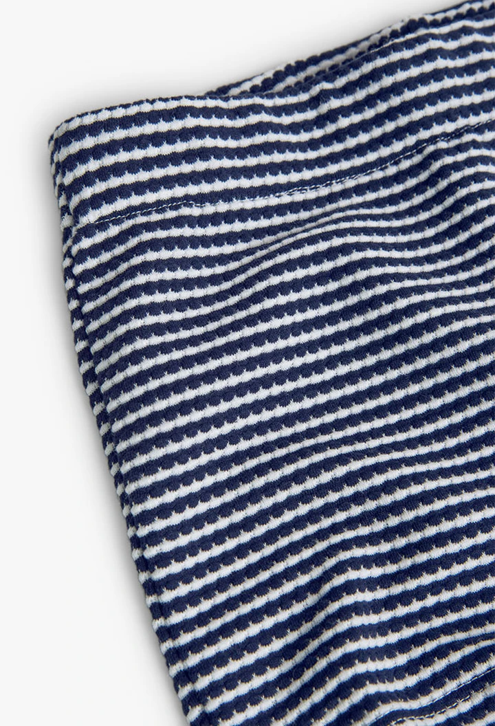 Jupe-culotte tricotée imprimée pour fille, bleu marine