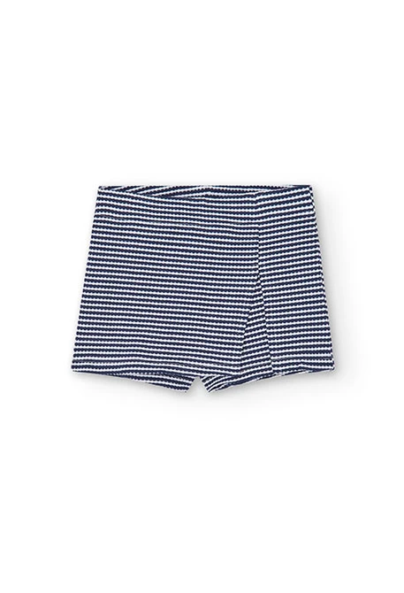 Girl's printed knit short skirt in navy blue