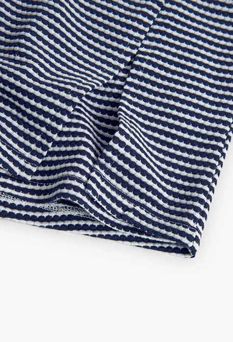 Girl's printed knit short skirt in navy blue