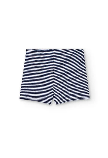 Faldilla-Pantolons curts de punt estampada de nena en blau marí