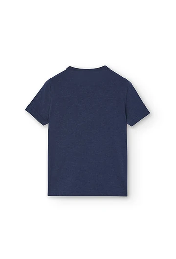 Girl's navy blue flamé knit t-shirt