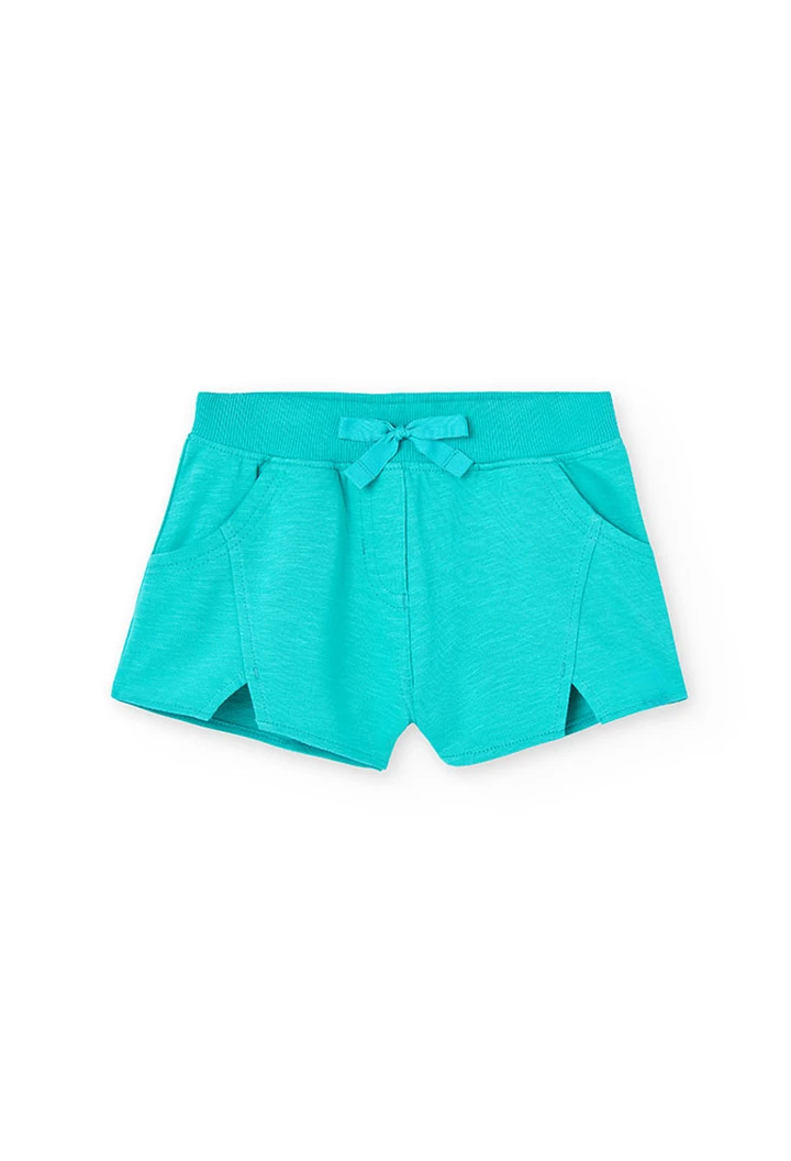 Short molleton flammé fille vert