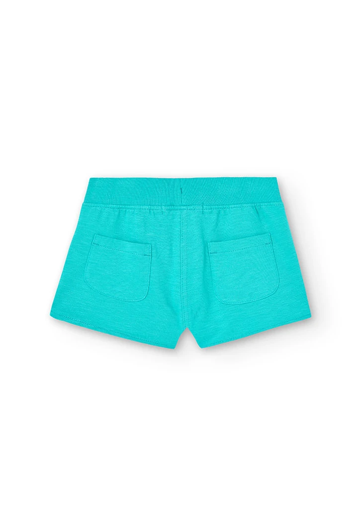Short molleton flammé fille vert