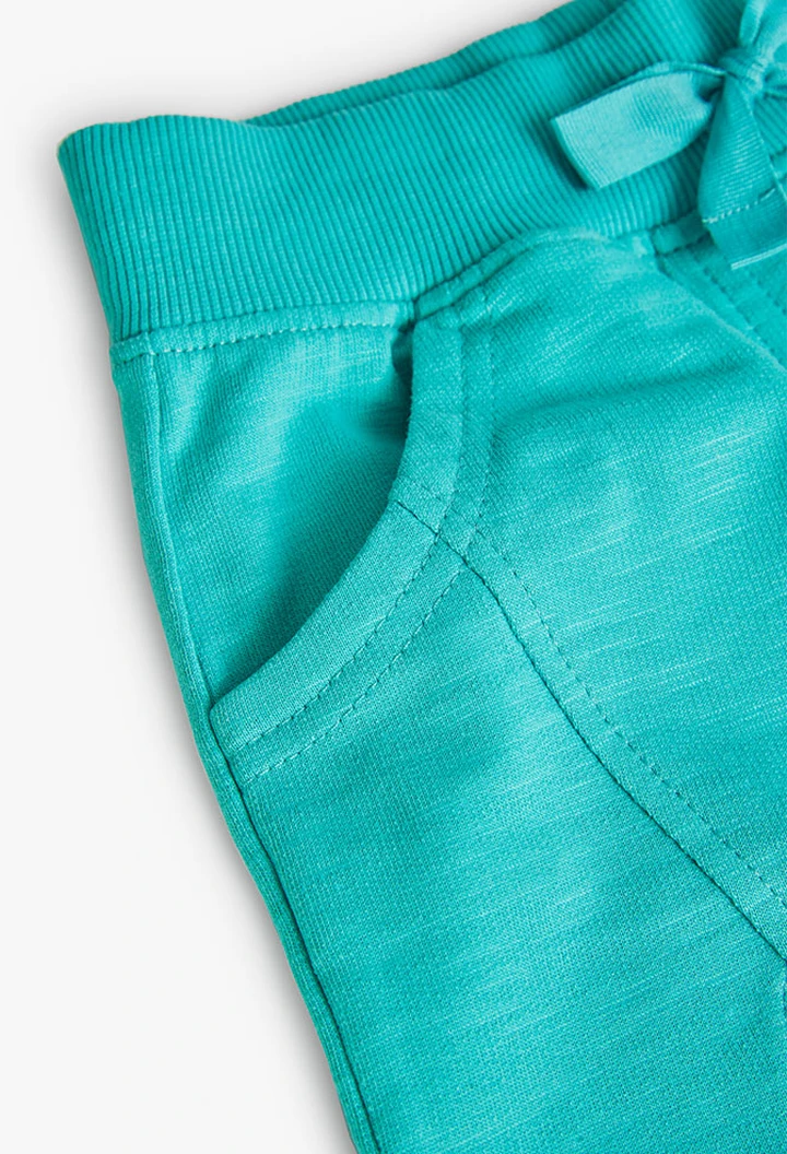 Short molleton flammé fille vert