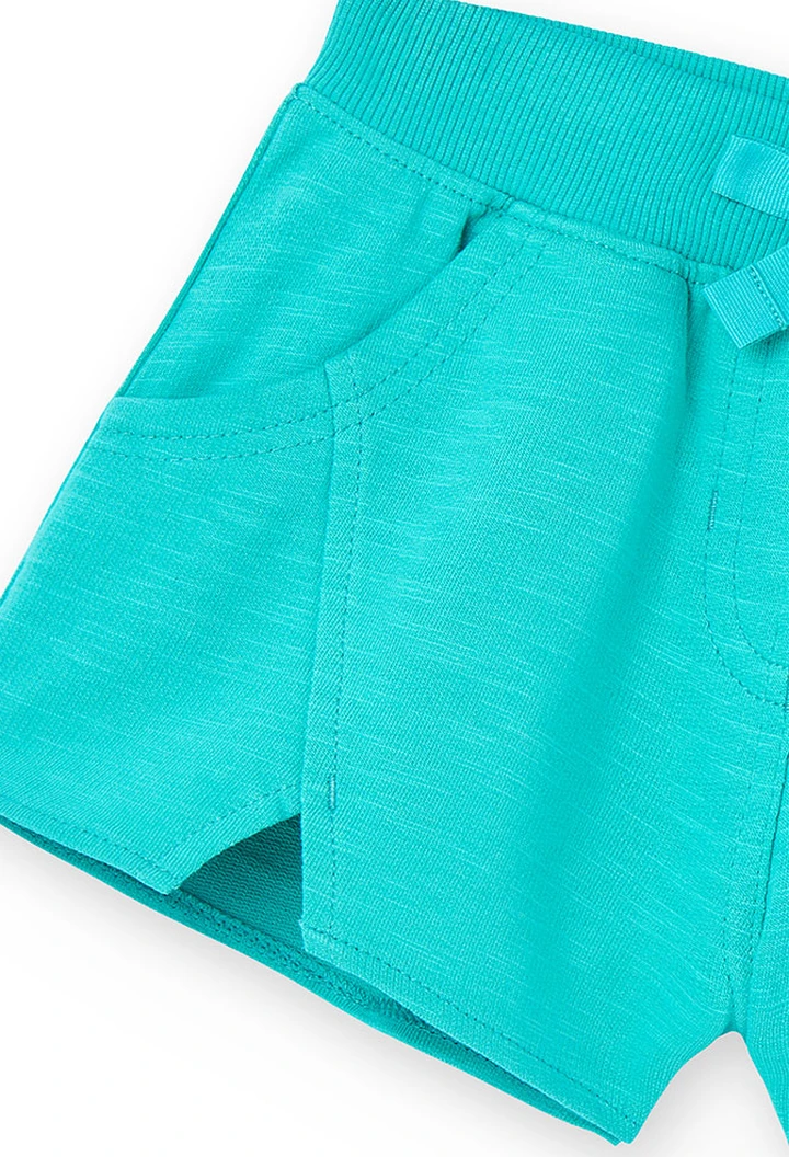 Short molleton flammé fille vert