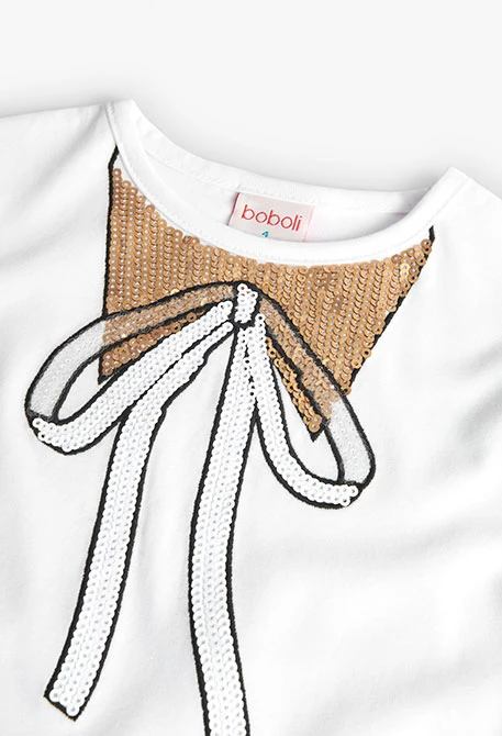 Maglietta di maglia per bambina in bianco