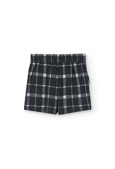 Skirt for girl with black and white check pattern