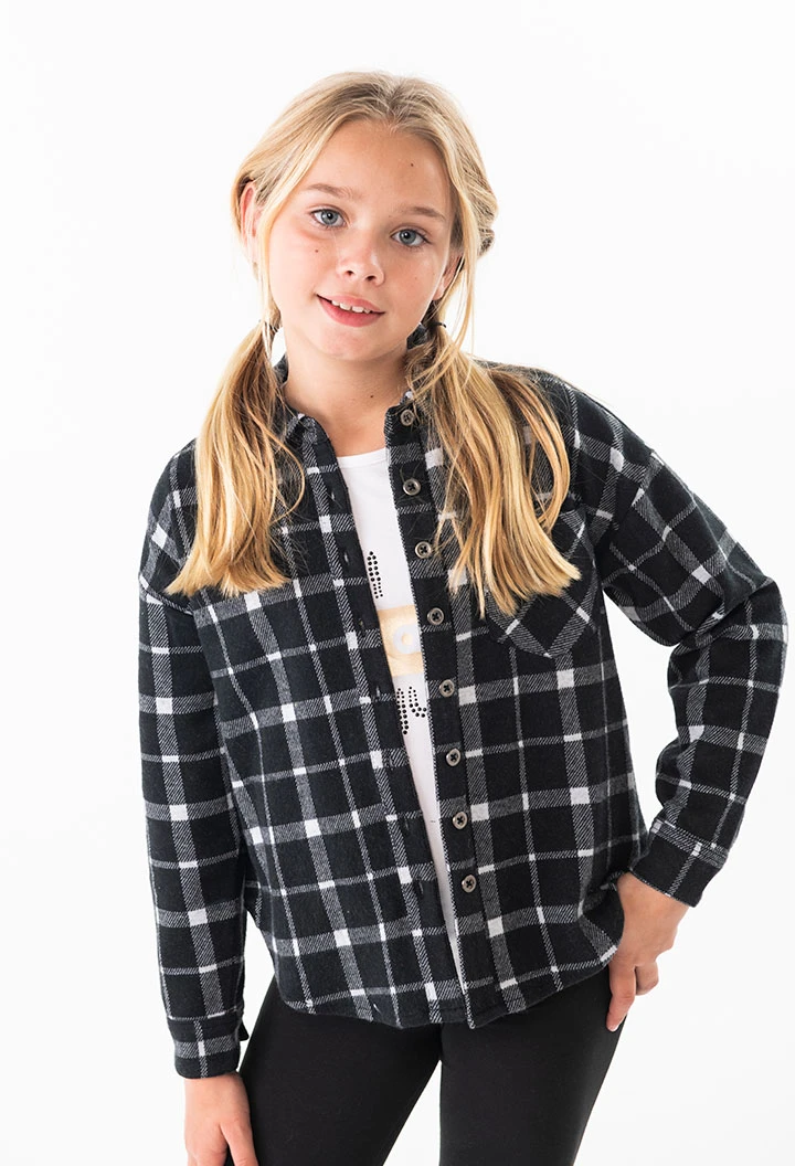 Chemise en maille pour fille à carreaux