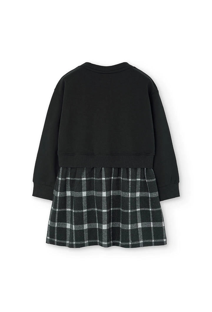 Dress combined with fleece skirt for girl in black