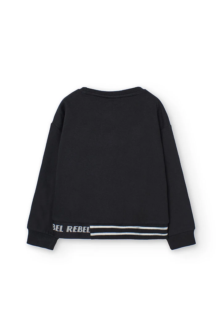 Sudadera de felpa para niña en negro