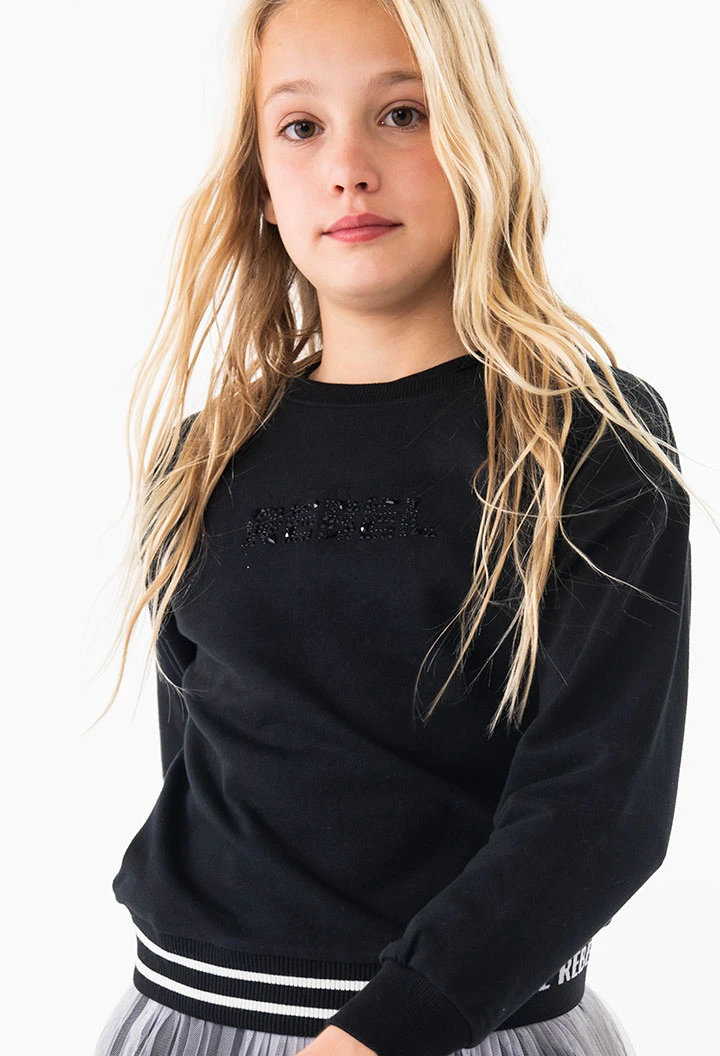 Sudadera de felpa para niña en negro