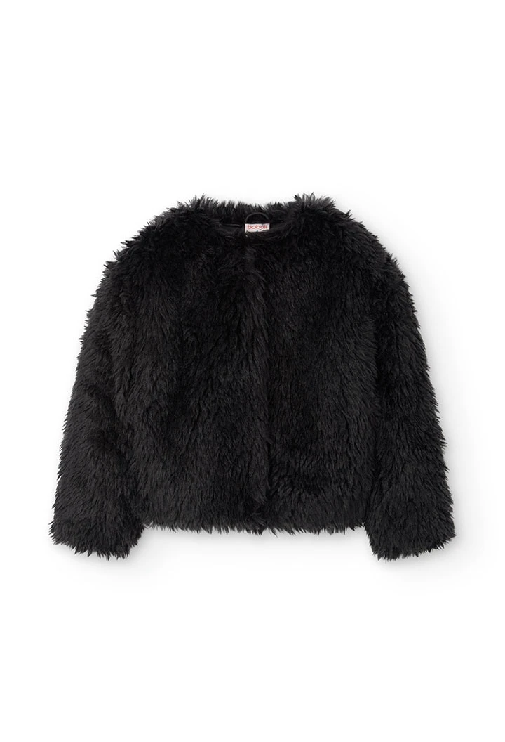 Black fur jacket for girl