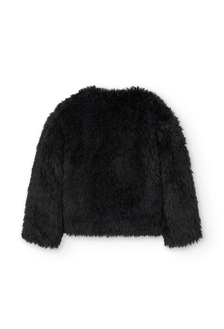 Black fur jacket for girl