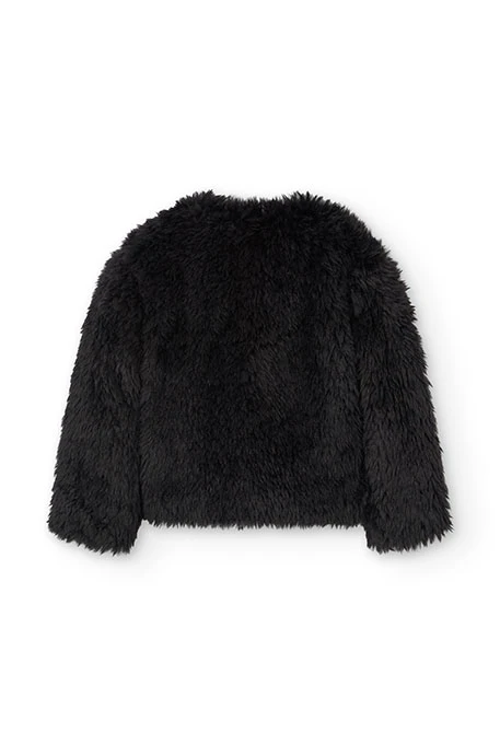 Chaqueta de pelo para niña en negro