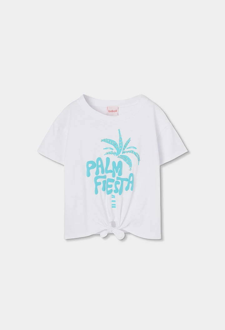 Camisola menina manga curta algodão branco