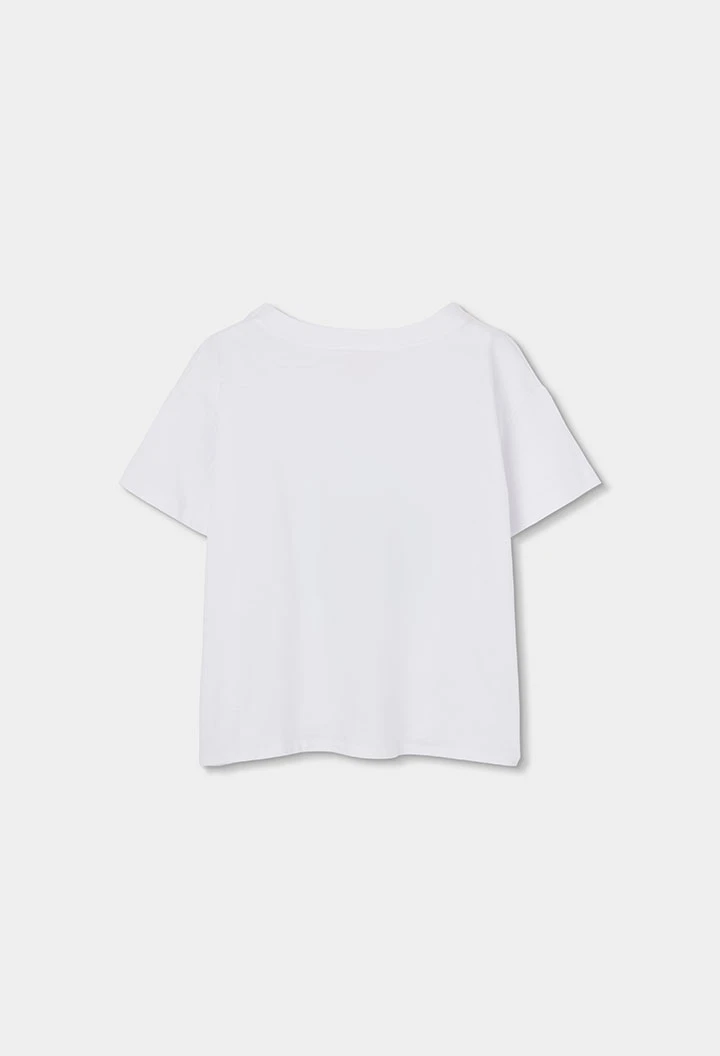 Mädchen T-Shirt aus weißer Baumwolle mit kurzen Ärmeln